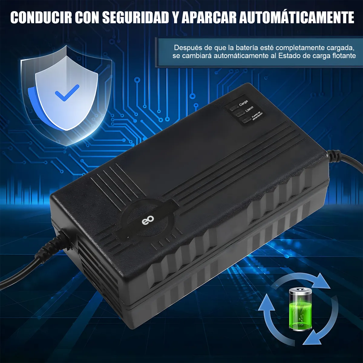 Cargador Para Bicicleta Electrica 48v 12ah Con 3 Luces Indic