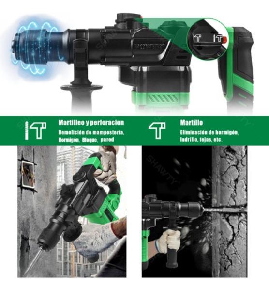 Rotomartillo Cincelador Martillo Demoledor 1600w Verde/Negro