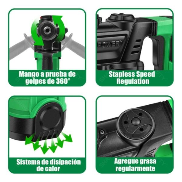 Rotomartillo Cincelador Martillo Demoledor 1600w Verde/Negro