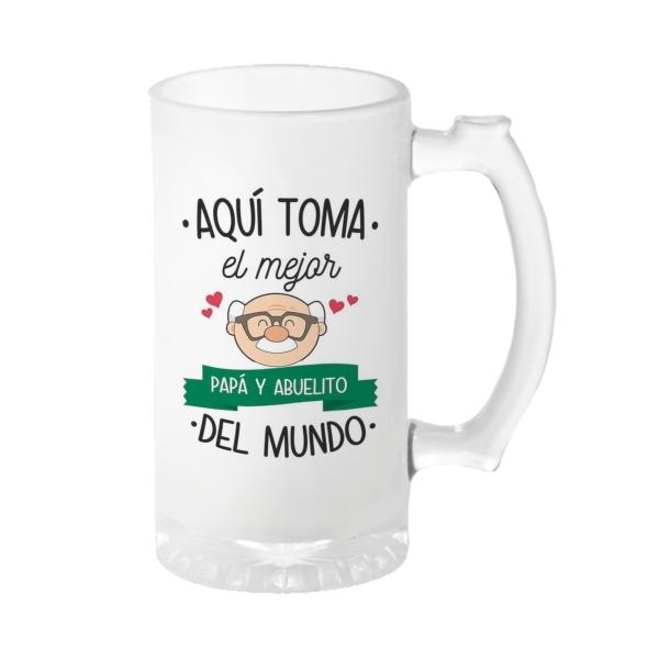 Tarro Cervecero Frase Aqui toma el mejor abuelo y papá del mundo | Frase | Día del Padre | abuelo I regalo 