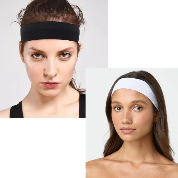 Diadema Sport Valerina Banda De Cabello Algodon 12 Piezas Blancas y Negras