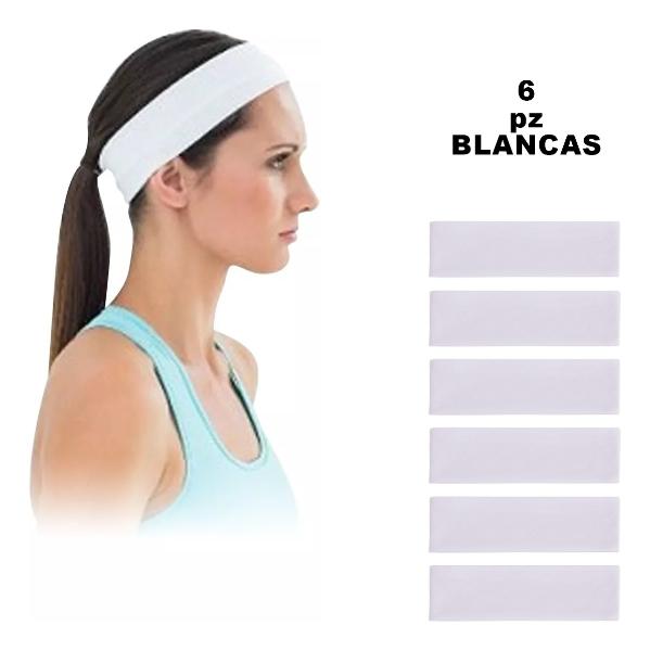 Diadema Sport Valerina Banda De Cabello Algodon 12 Piezas Blancas y Negras