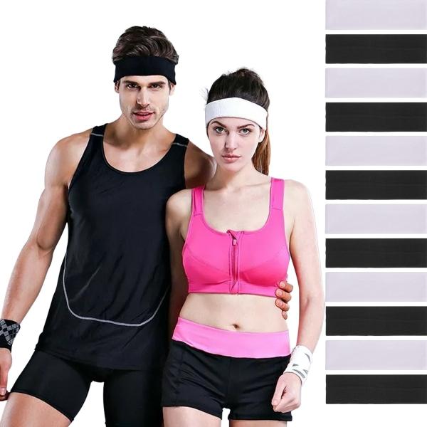 Diadema Sport Valerina Banda De Cabello Algodon 12 Piezas Blancas y Negras