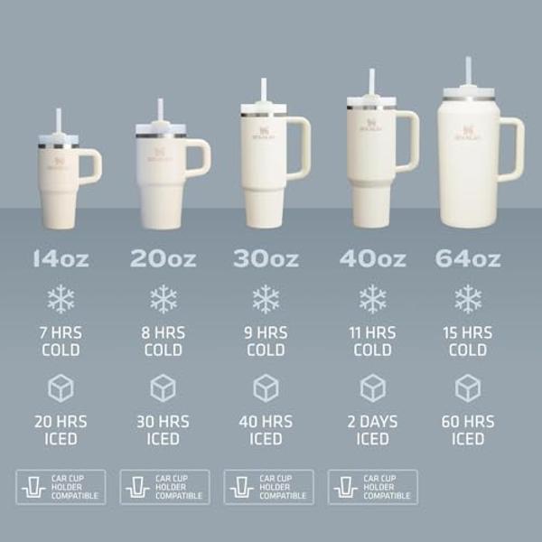 Vaso Stanley Quencher H2.0 con asa y pajita de 473 ml | Tapa Flowstate de 3 posiciones | Compatible con portavasos para viajes | Vaso térmico de acero inoxidable | Sin BPA | Color 