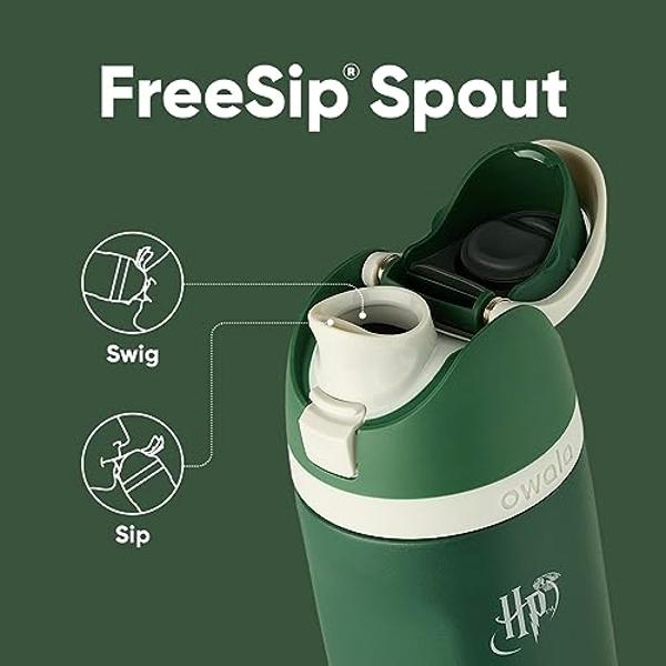 Botella de agua Owala Harry Potter FreeSip de acero inoxidable con pajita para deportes y viajes, sin BPA, 717 ml, Slytherin