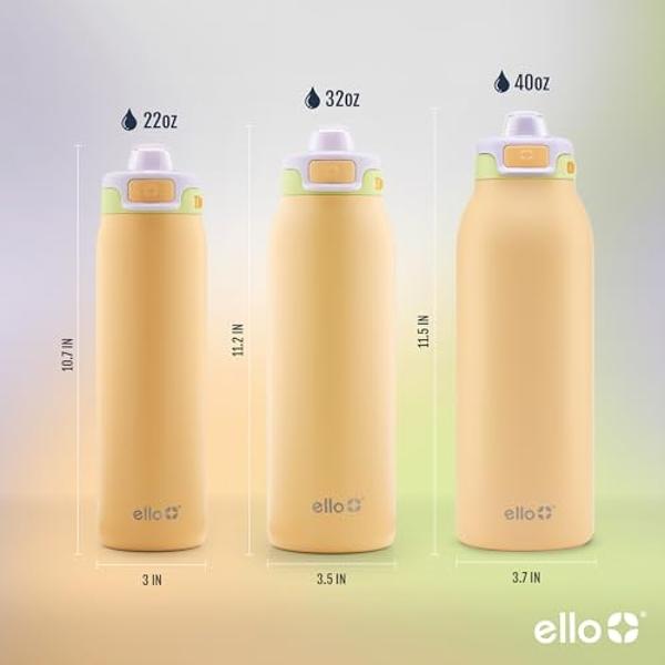 Botella de agua de acero inoxidable Ello Pop & Fill de 945 ml con tecnología de llenado rápido, doble pared de metal con aislamiento al vacío, tapa hermética, reutilizable, sin BPA