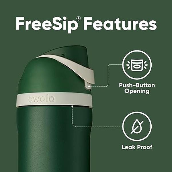 Botella de agua Owala Harry Potter FreeSip de acero inoxidable con pajita para deportes y viajes, sin BPA, 717 ml, Slytherin