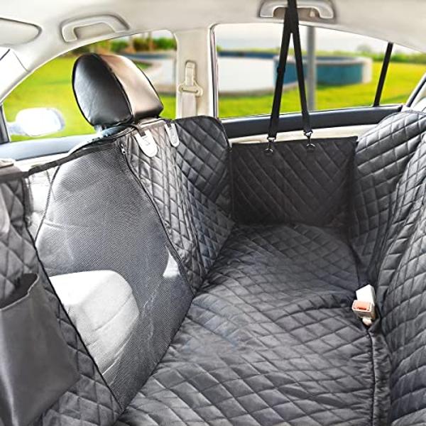 Hamaca para coche Vailge extragrande para perros, 100 % impermeable con ventana de malla, fundas antideslizantes para asiento trasero que evitan arañazos.