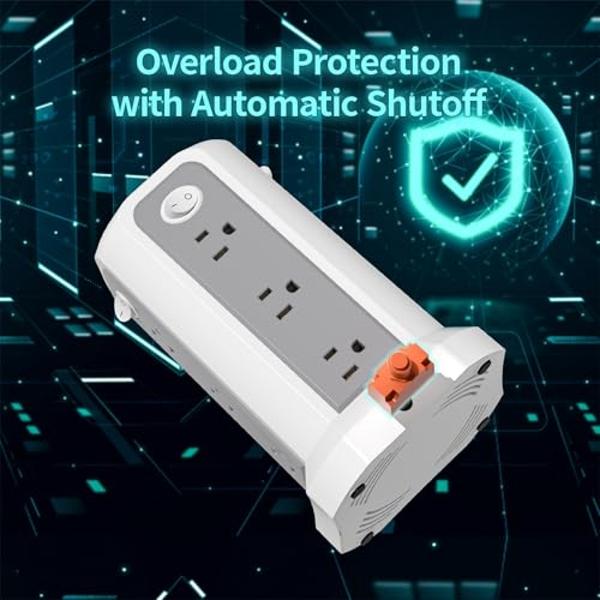 Regleta de enchufes con puerto USB C (PD18W), cable de extensión de 3 m con 12 tomas de CA y 5 puertos de carga USB. Protección contra sobretensiones PASSUS para casa, oficina y do
