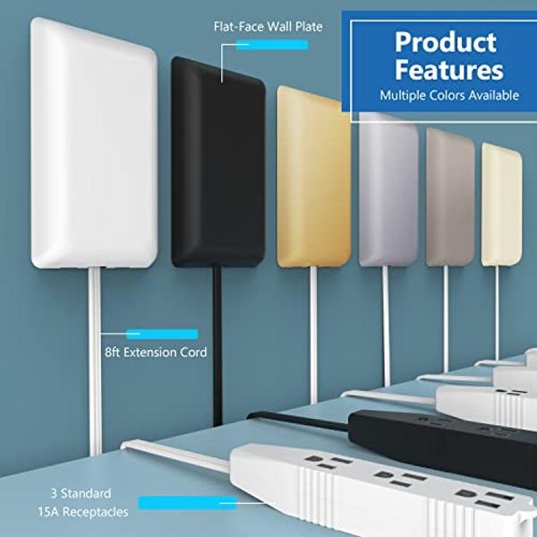Asaoo – Cable De Extensión Con Protector De Sobretensiones De 20 Pies Con USB C Negro, Regleta