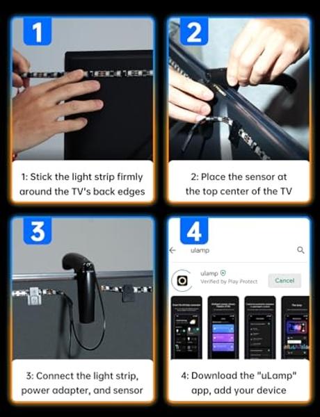 Luces de TV FFJ que cambian con la pantalla, retroiluminación LED recortable de 5,5 m para pantallas de 75 a 85 pulgadas y monitores de PC, retroiluminación con sensor, control int