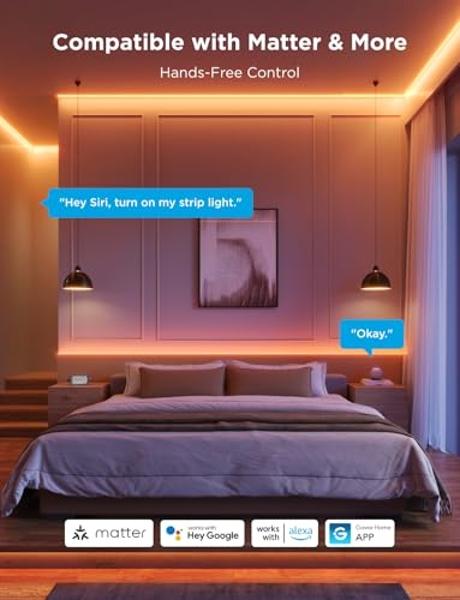 Tira de luces LED Govee COB Pro, luces LED para dormitorio compatibles con Alexa, Asistente de Google y Matter, luz RGBICW con blanco cálido, tira de luces inteligente, luces LED p