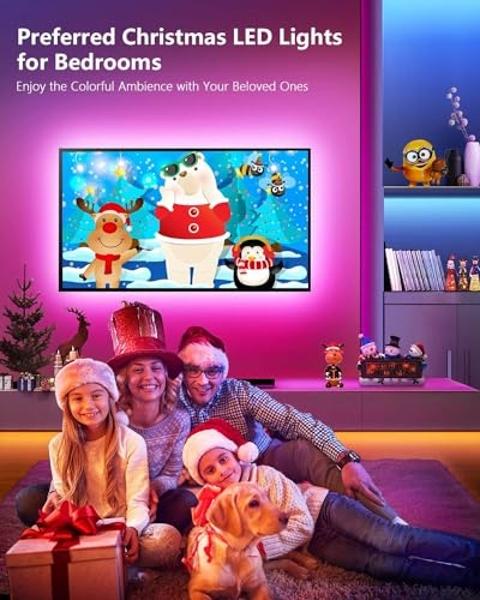 Luces LED Nexillumi para dormitorio, 40 m, con sincronización musical, cambio de color (APP + control remoto), tira LED RGB para decoración estética del hogar, sala de juegos