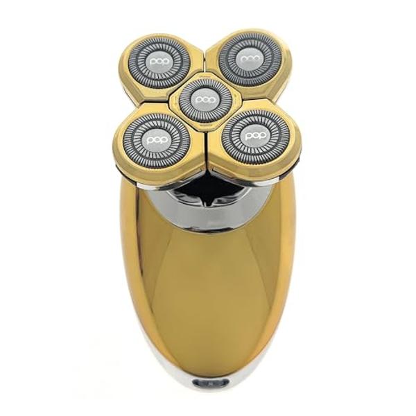 Afeitadora Pop Sonic para mujer (Dorada) - Afeitadora eléctrica de 5 cabezales - Depiladora impecable de 360 ​​grados con batería, cable de carga USB, cepillo de limpieza y manual 