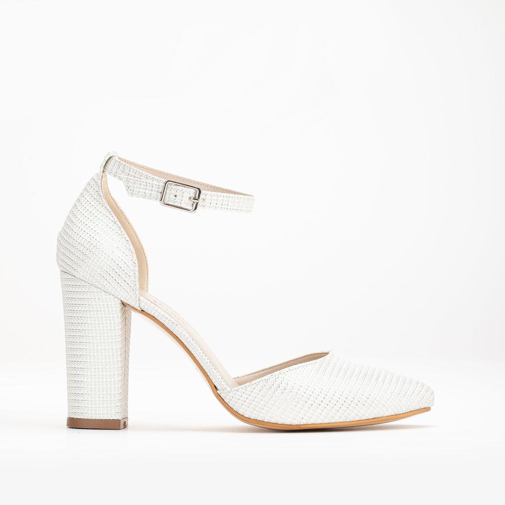 Gisele - Tacones de novia con purpurina blanca