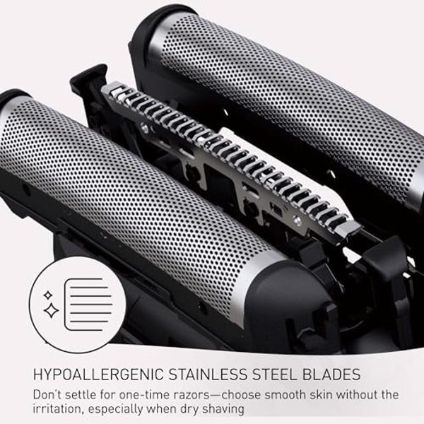 Afeitadora de viaje Panasonic Swipe Right para mujer, afeitadora eléctrica portátil con carga USB-C y sistema de corte de 3 cuchillas para uso en seco o húmedo - ES-CM3A-V