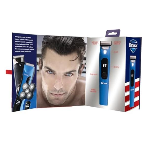 Afeitadora híbrida Barbasol de una sola hoja para rostro y cuerpo: recargable, para uso en seco y húmedo, con pantalla LED y luz integrada.