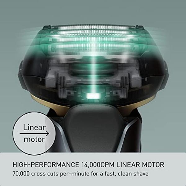 Afeitadora eléctrica Panasonic para hombre, ARC5 con limpieza automática premium y estación de carga, afeitadora en seco y húmedo, inalámbrica, con recortador desplegable ES-LV97-K
