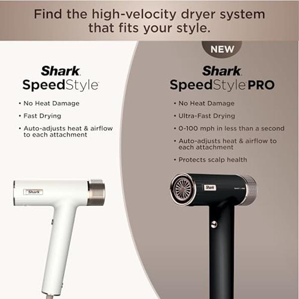 Secador de pelo Shark SpeedStyle Pro de alta velocidad y rendimiento profesional con protector del cuero cabelludo y kit de secado y peinado IQ Speed, para cabello liso y ondulado,
