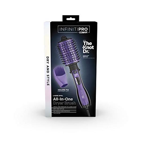 Cepillo voluminizador de un solo paso Hairitage + secador para rizar y alisar - Cepillo de cerámica y turmalina + voluminizador - Moldeador para peinados suaves, brillantes y sin f