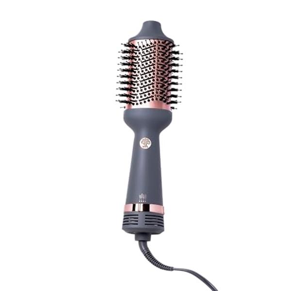 Cepillo voluminizador de un solo paso Hairitage + secador para rizar y alisar - Cepillo de cerámica y turmalina + voluminizador - Moldeador para peinados suaves, brillantes y sin f