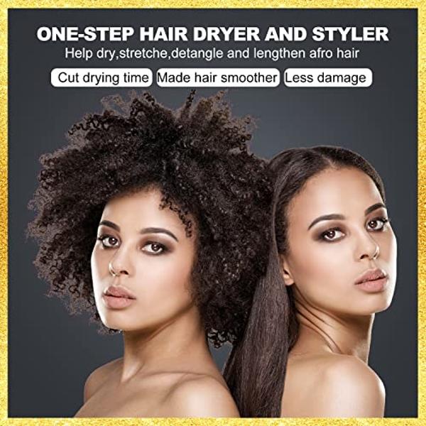 Cepillo secador y moldeador de cabello Blow One-Step para mujeres negras: Secador iónico de 600 W con peine, plancha y desenredante para secar, alisar y peinar el cabello natural.
