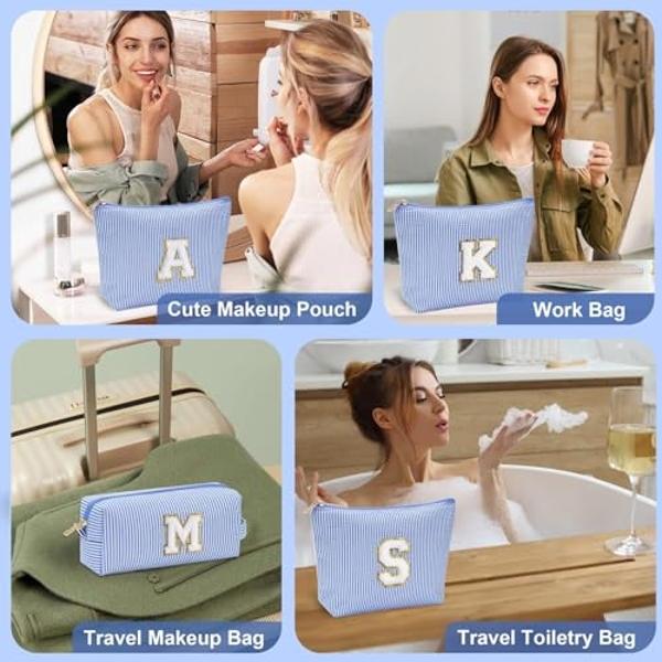 Regalos de cumpleaños YOOLIFE para mujeres y adolescentes: idea de regalo de cumpleaños para una amiga | Bonita bolsa de maquillaje azul, neceser de viaje para mamá, novia, esposa,