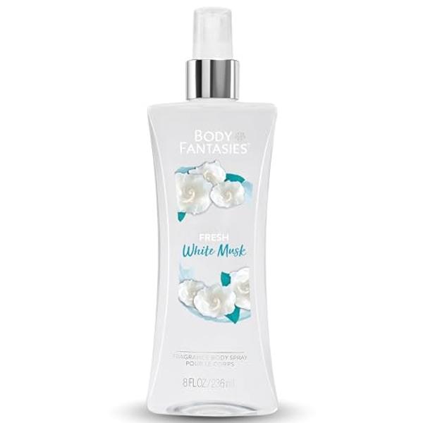 Spray corporal con fragancia exclusiva Body Fantasies, almizcle blanco fresco, 237 ml