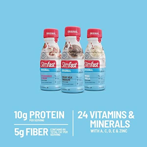 Batido sustitutivo de comida SlimFast, bebida proteica para complementar las comidas, paquete variado de los favoritos de los fans, listo para beber, botellas de 325 ml (11 onzas l