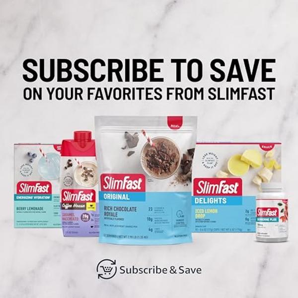 Batido de proteína SlimFast, fresa - 20 g de proteína, batido sustitutivo de comida listo para beber, alto en proteínas, bajo en carbohidratos y azúcar, 24 vitaminas y minerales, 1