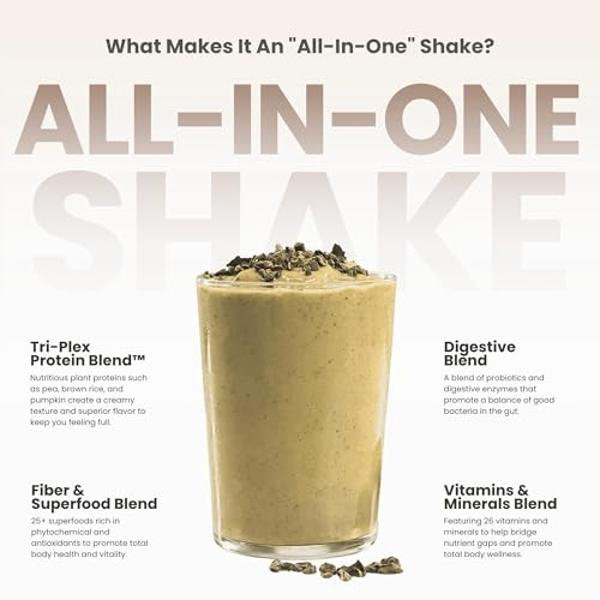 Batido sustitutivo de comidas 310 Nutrition - Mezcla vegana de superalimentos rica en fibra - Bajo en carbohidratos, apto para dietas keto y paleo, sin gluten, 26 vitaminas y miner