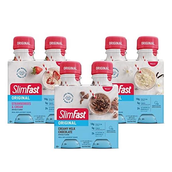 Batido sustitutivo de comida SlimFast, bebida proteica para complementar las comidas, paquete variado de los favoritos de los fans, listo para beber, botellas de 325 ml (11 onzas l