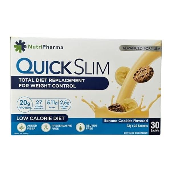 Batidos Quick Slim de alto contenido proteico para bajar de peso, 30 raciones, sustituto completo de comida en polvo, batidos dietéticos para mujeres y hombres, 20 g de proteína, 2