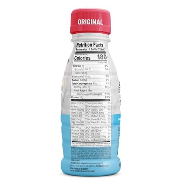 Batido sustitutivo de comida SlimFast, vainilla francesa original, 10 g de proteína lista para beber para bajar de peso, botella de 325 ml (11 onzas líquidas), 8 unidades