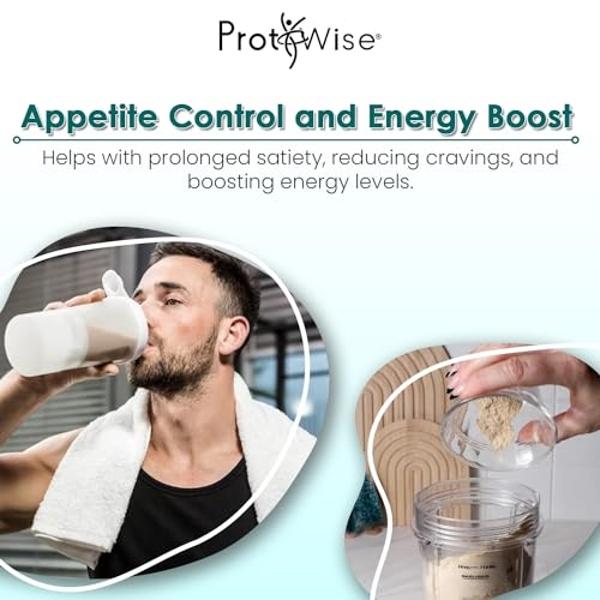 Batido y pudín ProtiWise de alto contenido proteico | 15 g de proteína, bajo en grasas, calorías y azúcar | Sin gluten, keto | Sustituto de comida para controlar el hambre | Sabor 