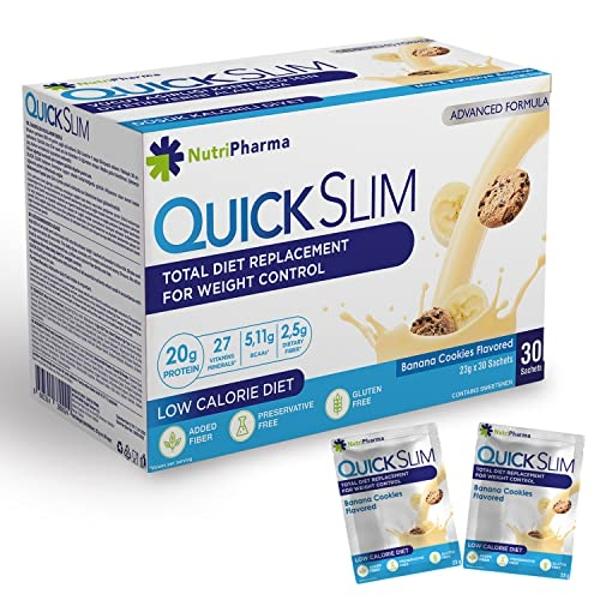 Batidos Quick Slim de alto contenido proteico para bajar de peso, 30 raciones, sustituto completo de comida en polvo, batidos dietéticos para mujeres y hombres, 20 g de proteína, 2