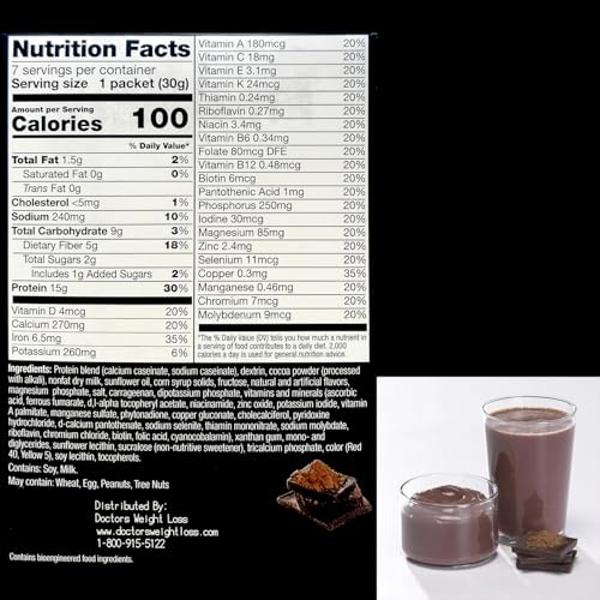 Batido y pudín ProtiWise de alto contenido proteico | 15 g de proteína, bajo en grasas, calorías y azúcar | Sin gluten, keto | Sustituto de comida para controlar el hambre | Sabor 