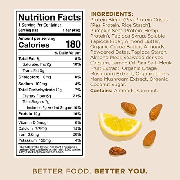 Barritas de proteína funcional Laird Superfood: Barritas de proteína, pero mejoradas con ingredientes reales, hongos funcionales, 10 g de proteína vegetal, 6 g de fibra, sin OMG, s