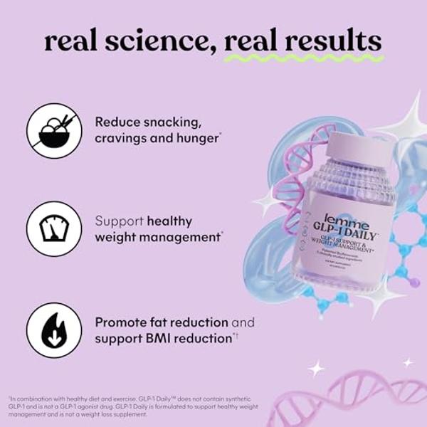 Lemme GLP-1 Daily: Reduce el hambre y los antojos, aumenta la producción de GLP-1, favorece la pérdida de grasa y el control de peso con ingredientes clínicamente estudiados. Sumin