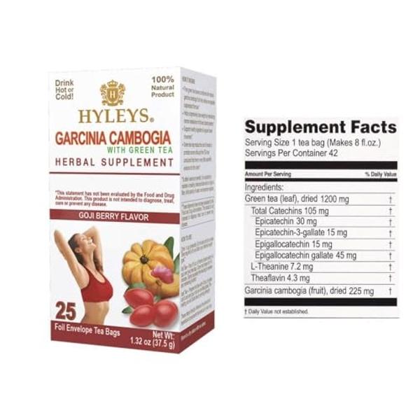 Té verde HYLEYS Garcinia Cambogia con sabor a bayas de Goji - 25 bolsitas