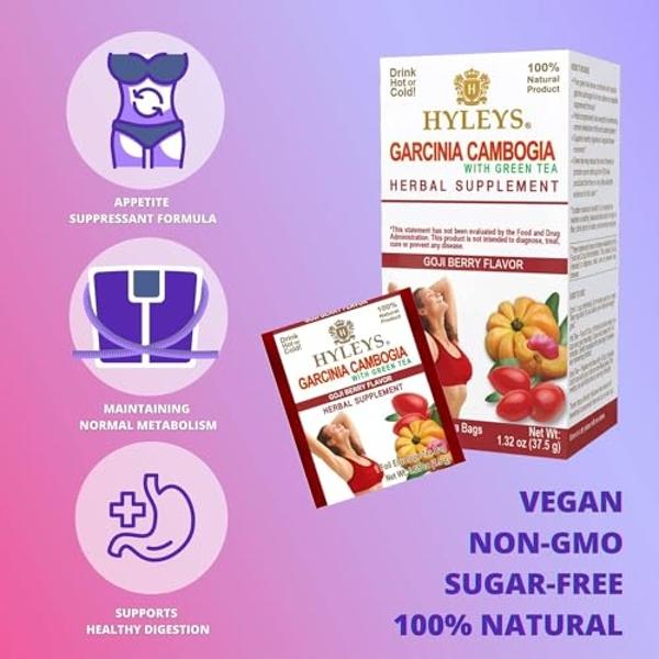Té verde HYLEYS Garcinia Cambogia con sabor a bayas de Goji - 25 bolsitas