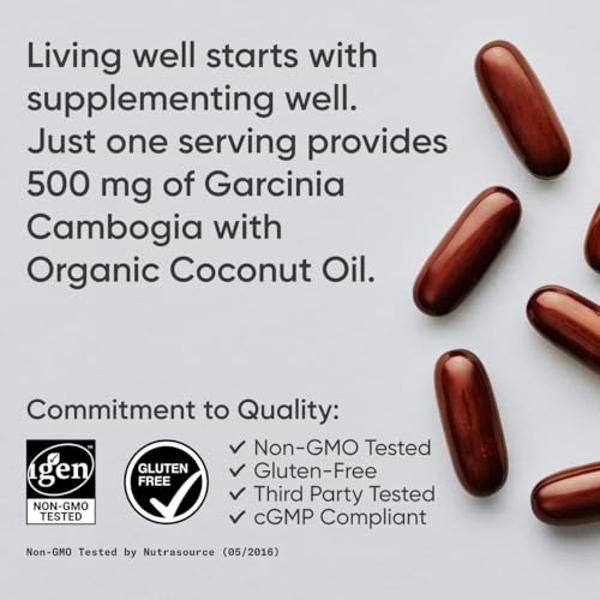 Extracto de Garcinia Cambogia (60 % HCA) de Sports Research con aceite de coco orgánico virgen extra | Sin OMG, soja ni gluten (90 cápsulas blandas líquidas)
