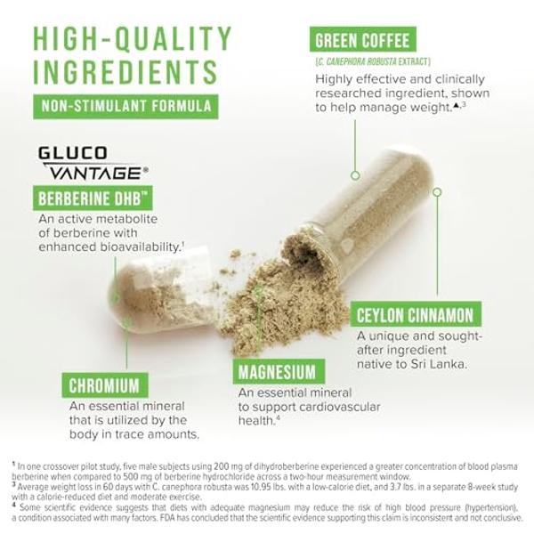 Hydroxycut Pro Clinical Berberine DHB - 60 Cápsulas - Absorción Mejorada - Suave para el Diente - 30 Porciones