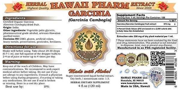 Extracto líquido puro de garcinia de HawaiiPharm, tintura de garcinia orgánica (Garcinia cambogia), suplemento herbal, fabricado en EE. UU., 56 ml (2 onzas líquidas)