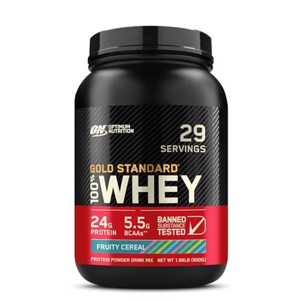 Proteína de suero 100 % en polvo Optimum Nutrition Gold Standard, sabor nuevo, cereal afrutado, 840 g (paquete de 1) (el empaque puede variar)