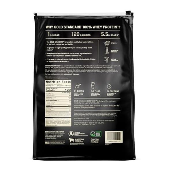 Proteína de suero de leche en polvo Optimum Nutrition Gold Standard 100%, sabor chocolate doblemente intenso, 4.5 kg (el empaque puede variar)