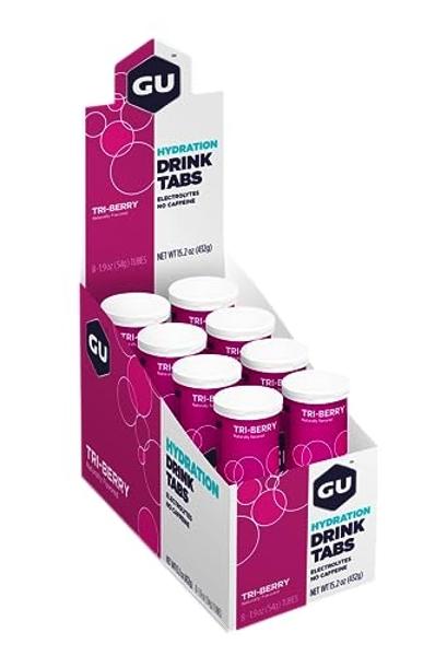 Comprimidos de bebida electrolítica GU Energy Hydration, veganos, sin gluten ni cafeína, bebida deportiva de resistencia mejorada para correr, ciclismo y triatlón, 4 unidades (48 p
