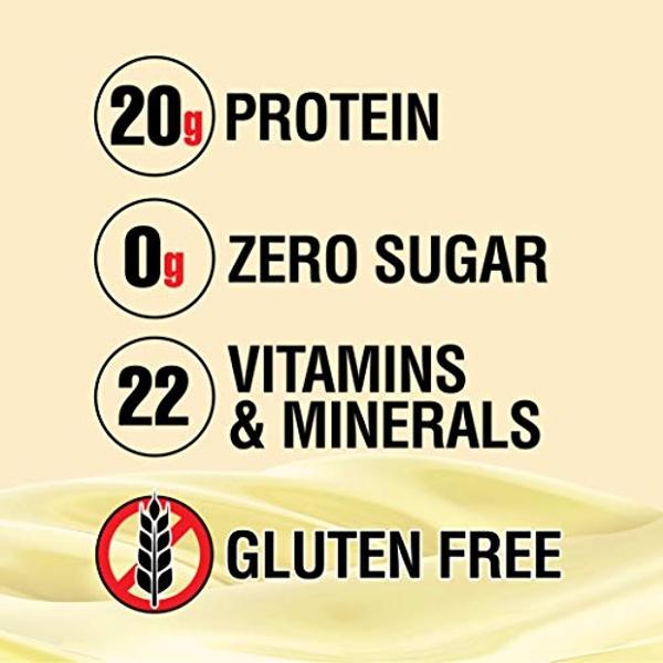 Batido de proteína de vainilla Lean Body, listo para beber, 20 g de proteína, mezcla de suero, 0 azúcares, sin gluten, 22 vitaminas y minerales (caja y tapa reciclables - Paquete d