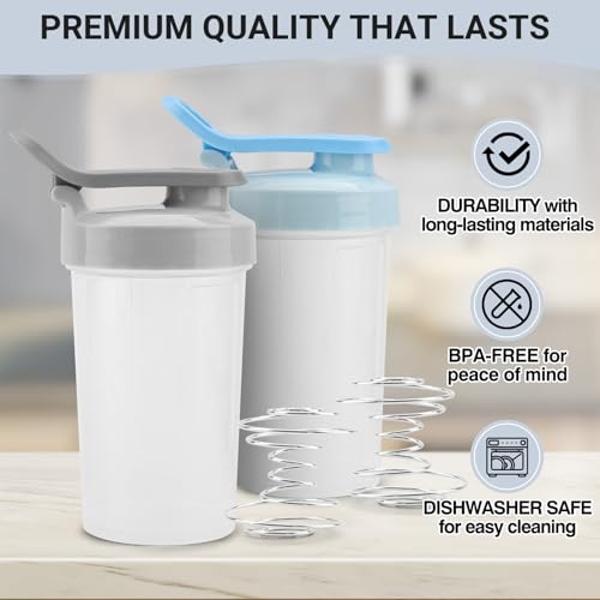 Botella mezcladora de proteínas de 355 ml (12 oz) - Vaso mezclador de grado alimenticio para batidos de proteínas de 355 ml (12 oz) - Botella mezcladora pequeña para mezclas de pro