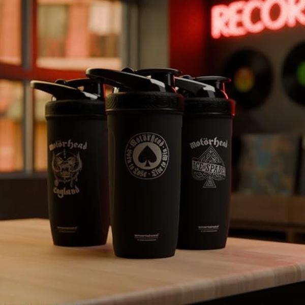 Botella mezcladora Smartshake Reforce Harley Quinn de 900 ml, de acero inoxidable, antifugas, de DC Comics, color negro. Regalo para mujer.